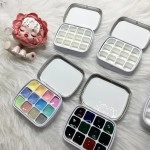 Empty 12-grid Mini Watercolor Box Portable Watercolor Palette Travel Painting Sketch Moisturizing Box Paint Box Art Supplies